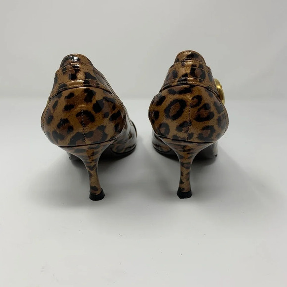 Stuart Weitzman Cheetah Peep‎ Toe Buckle Heels - Picture 4 of 8